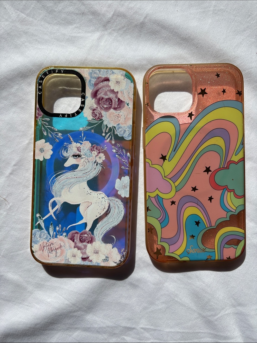 Casetify Pink Multi Unicorn & Sonix Rainbow iPhone 13 Case Pair